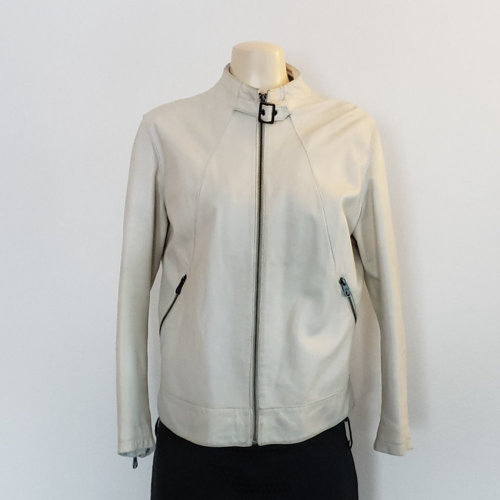 MISS TOP GUN White leather bike jacket